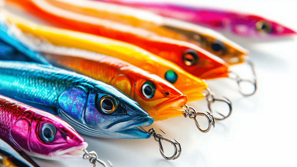 Des leurres poissons nageurs alignés
