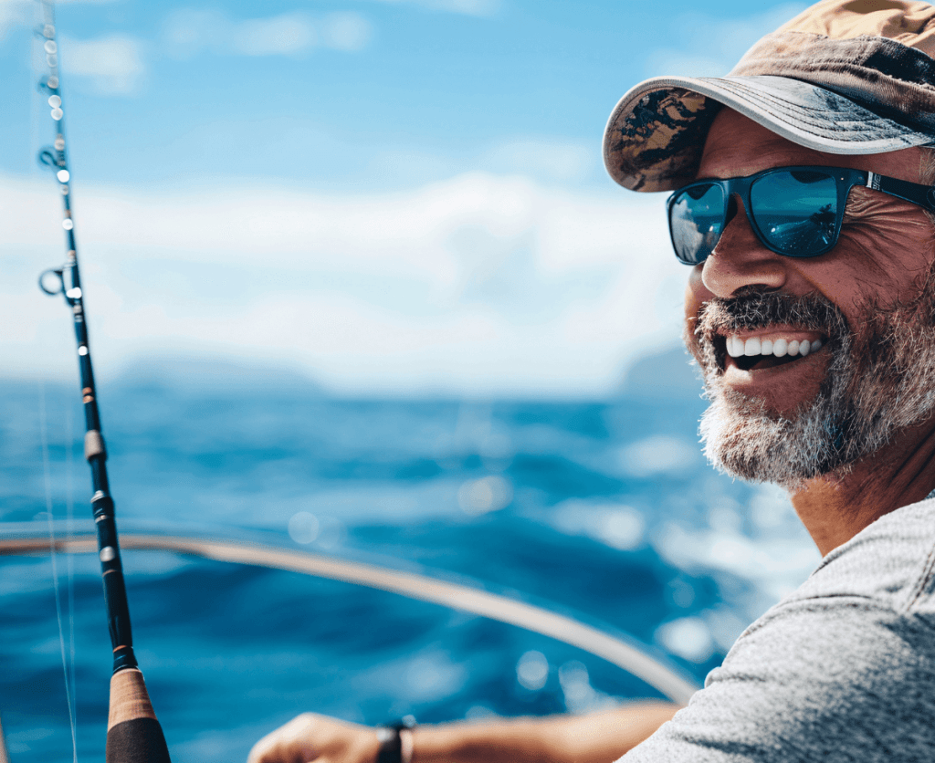 un pêcheur en plein été